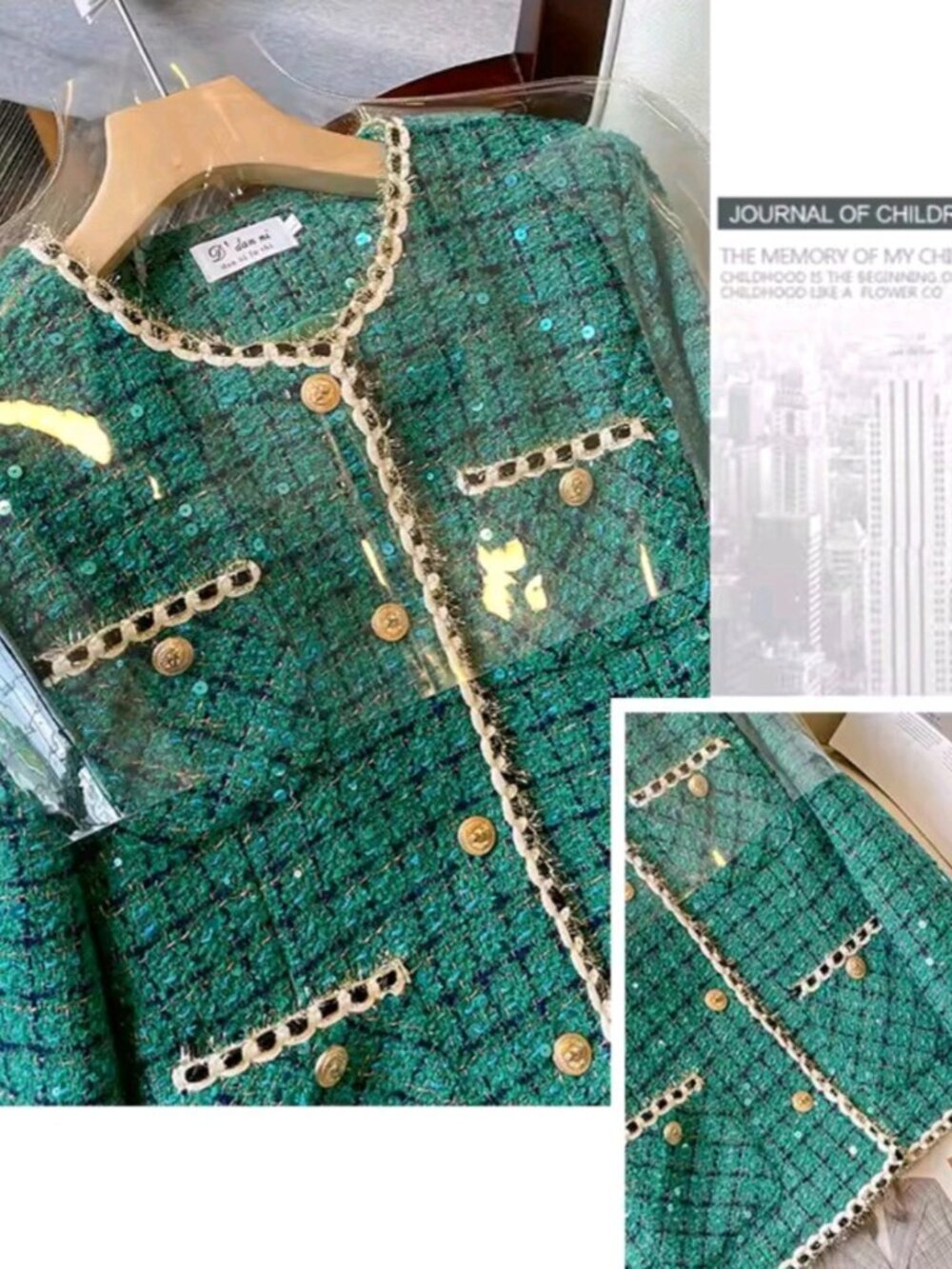 Green Fashion Suit Skirt Female Spring and Autumn New Age-reducing Bright - Picture 4 of 11